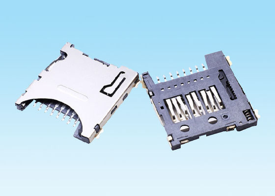 Type micro résistance à hautes températures ultra-mince de poussée de Pin SMT du connecteur 8 de carte de mémoire de l'écart-type TF